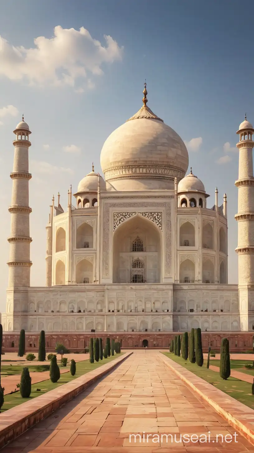 Taj Mahal Monument Silhouette Against a Vast Blank Sky