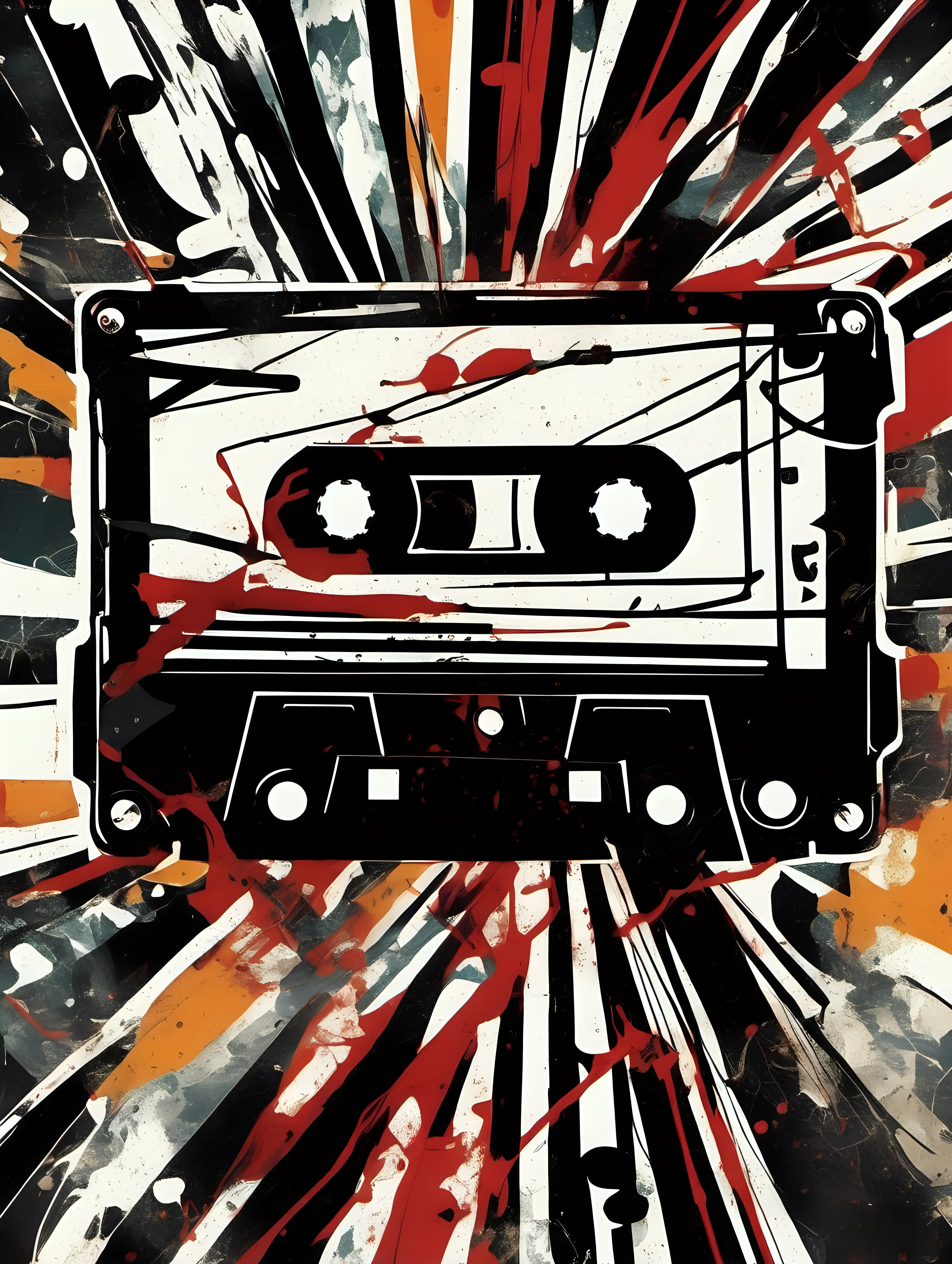 tape cassette in abstract expressionism style  