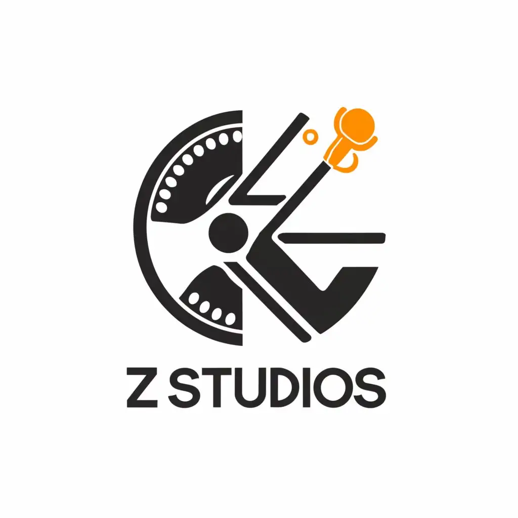 a logo design,with the text "Z Studios", main symbol:recording and movie studio equipment,complex,be used in Entertainment industry,clear background