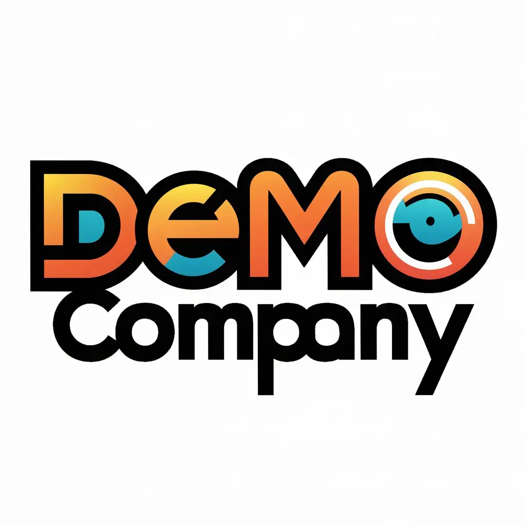 Vibrant Logo Design for Demo Company with Funky Font in Orange and Blue