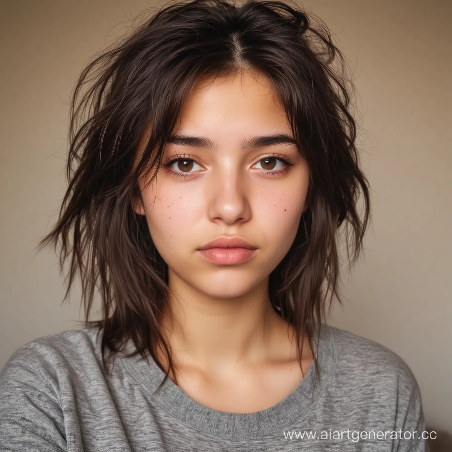 Fatigued-Young-Woman-with-Dark-Hair-and-Brown-Eyes