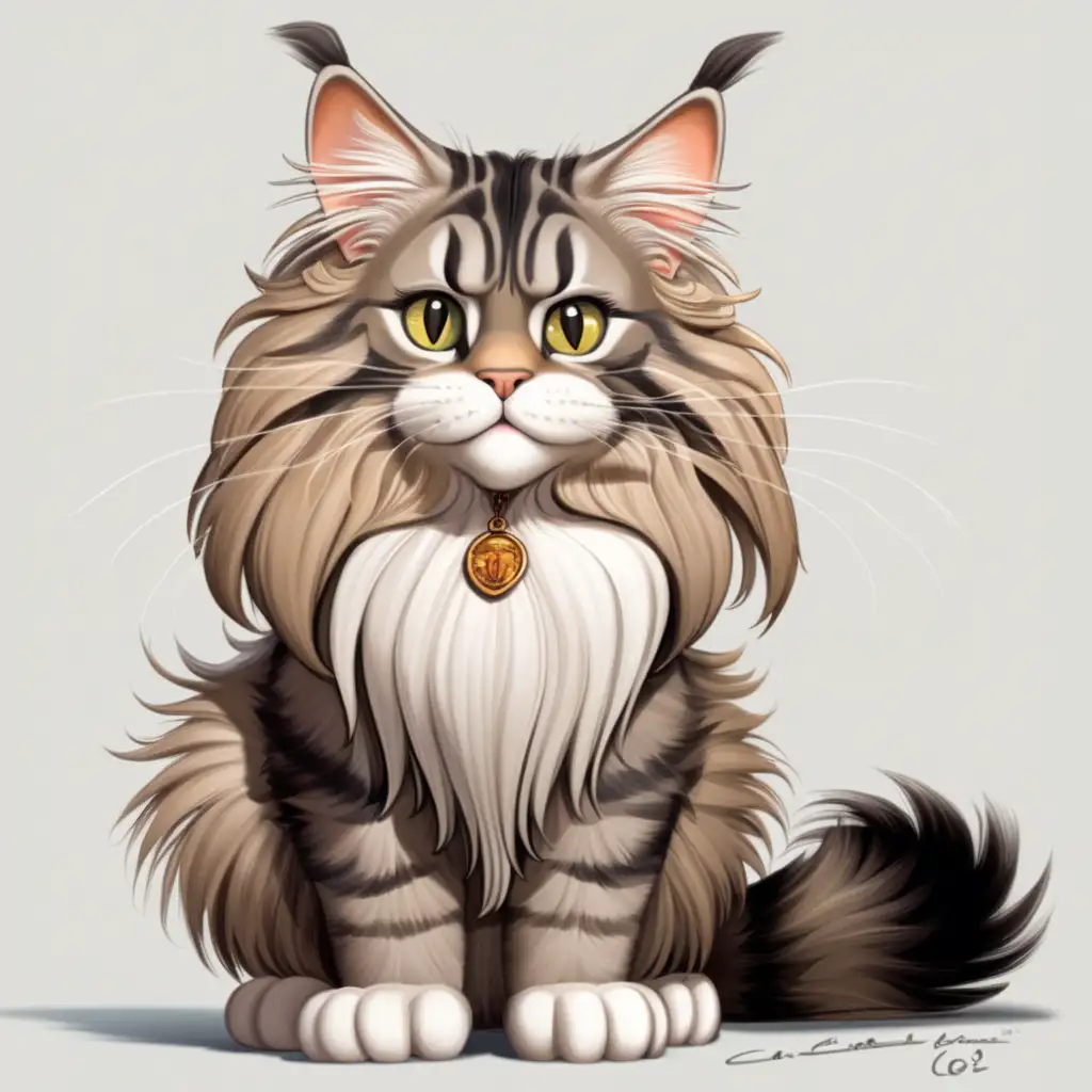 /imagine prompt: Character design different poses::, Graphic novel, pixar character maine coon cat, showing off, --r 3 --c 1 --ar 16:9