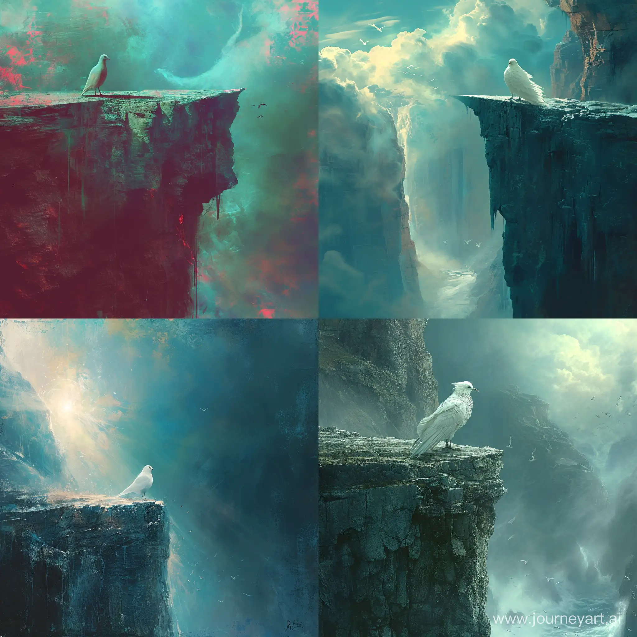 Surreal-8K-Fantasy-Art-Ethereal-White-Dove-on-Cliff-Edge