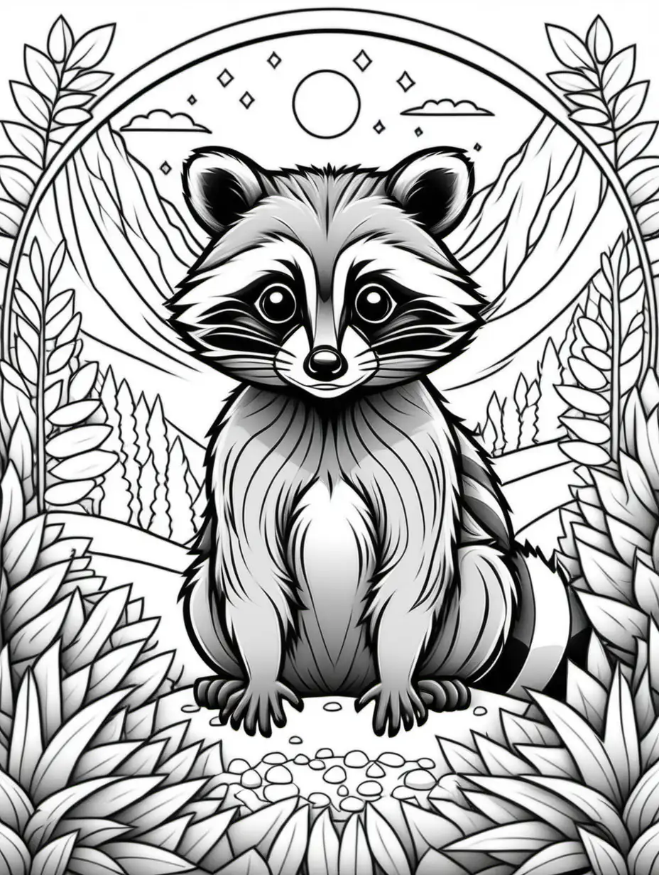 NatureThemed Raccoon Mandala Coloring Page for Kids