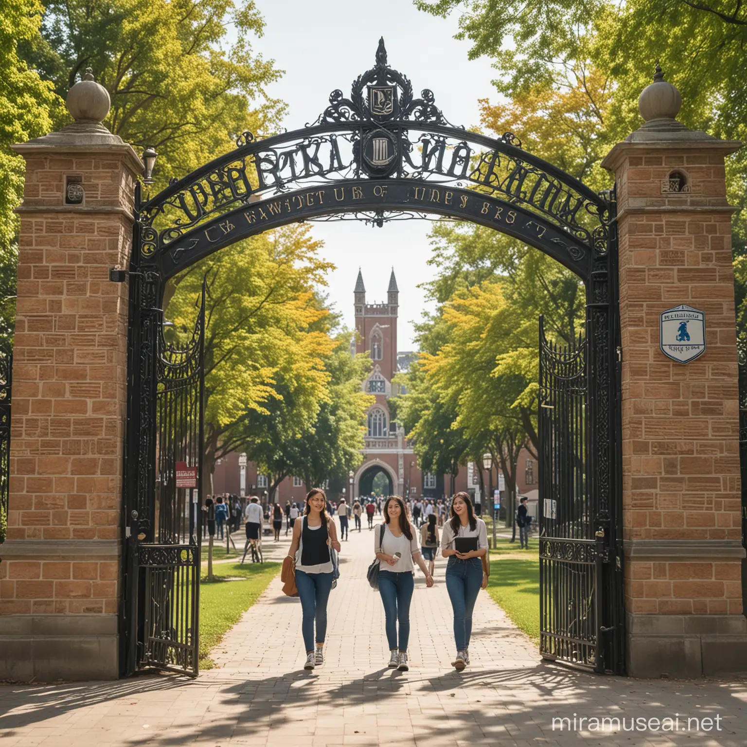City University Students Passing Through University Gate