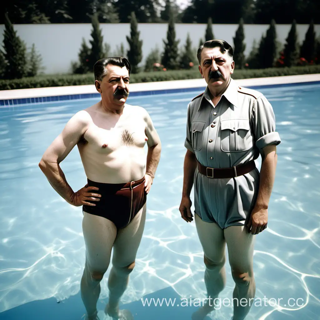 stalin and hitler in swimming pool