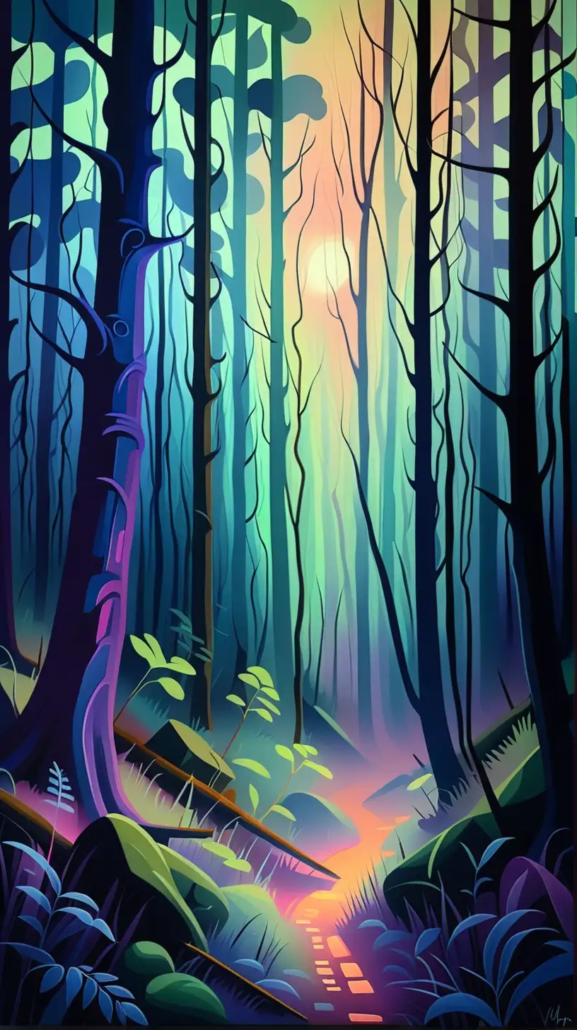 Enigmatic Twilight Forest Scene