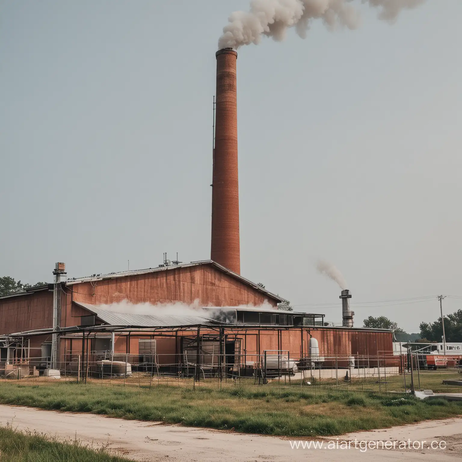 Outdoor-Meat-Processing-Plant-with-Smoking-Chimney