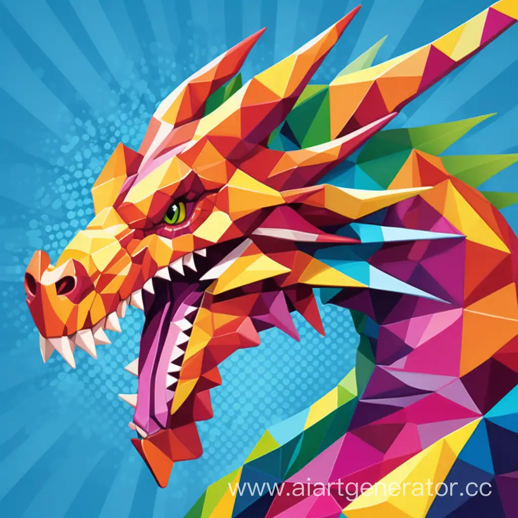 Colorful-Pop-Art-Dragon-in-Geometric-Segments