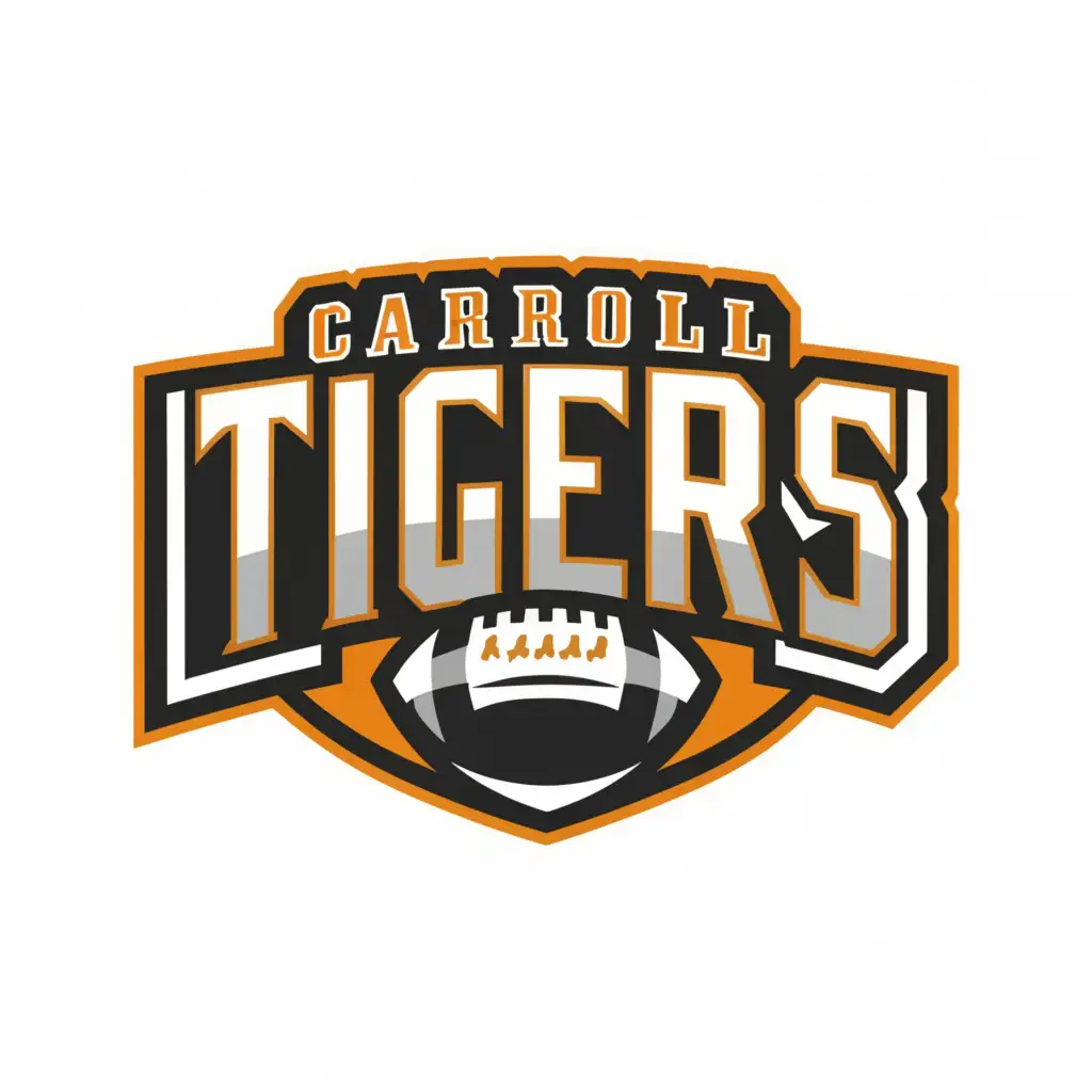 a logo design,with the text "CARROLL TIGERS", main symbol:FOOTBALL,Minimalistic,be used in Sports Fitness industry,clear background