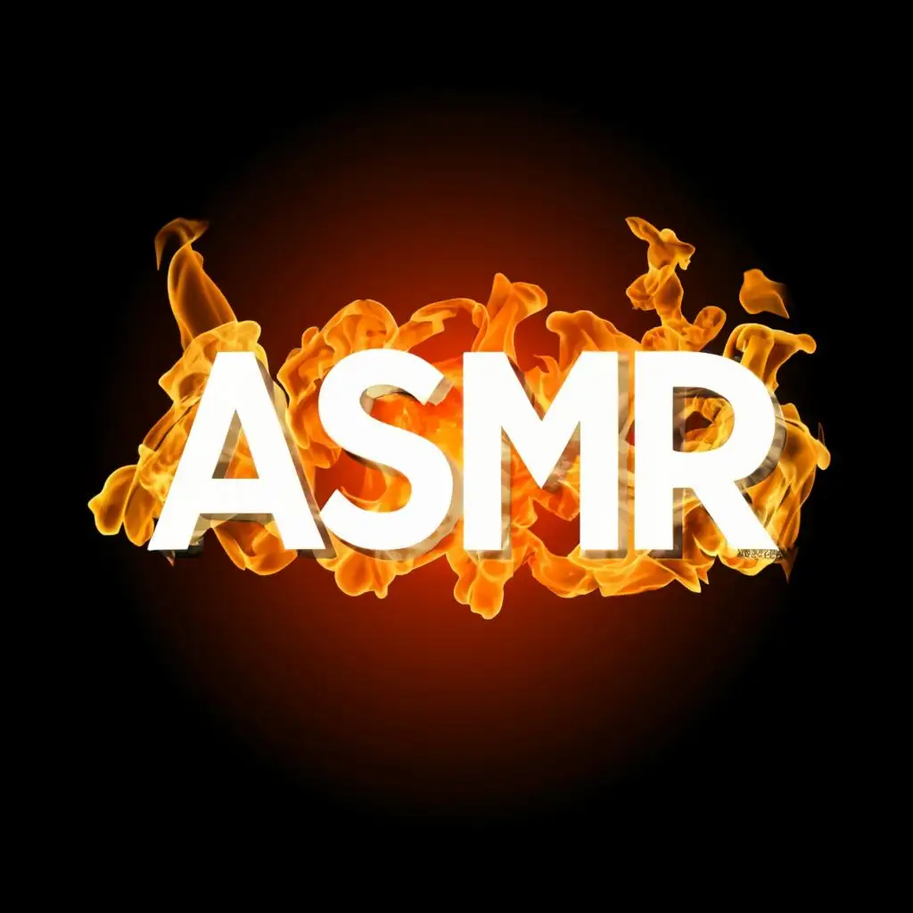 logo, ASMR in white font, realistic fire 3d, youtube template font, transparent background, sexy flames sound waves, with the text "ASMR", typography, be used in Entertainment industry