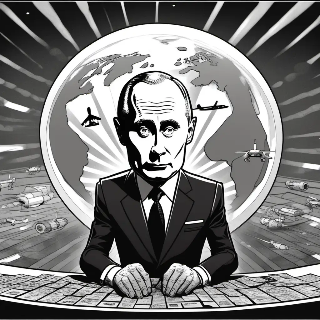 cartoon Putin in style of Dr. Strangelove