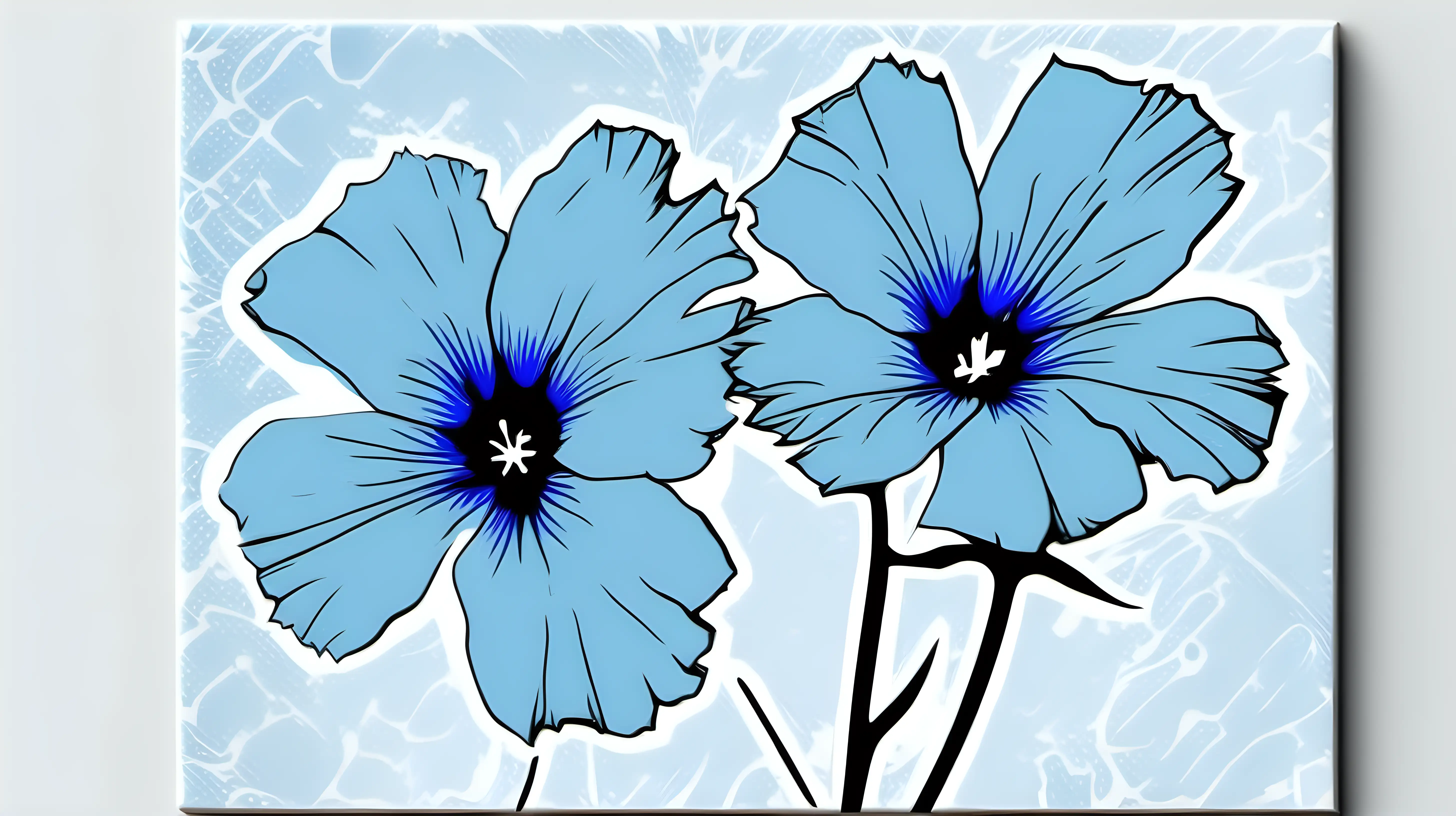 Pastel Watercolor Blue Lechenaultia Flower Clipart on White Background Andy Warhol Inspired