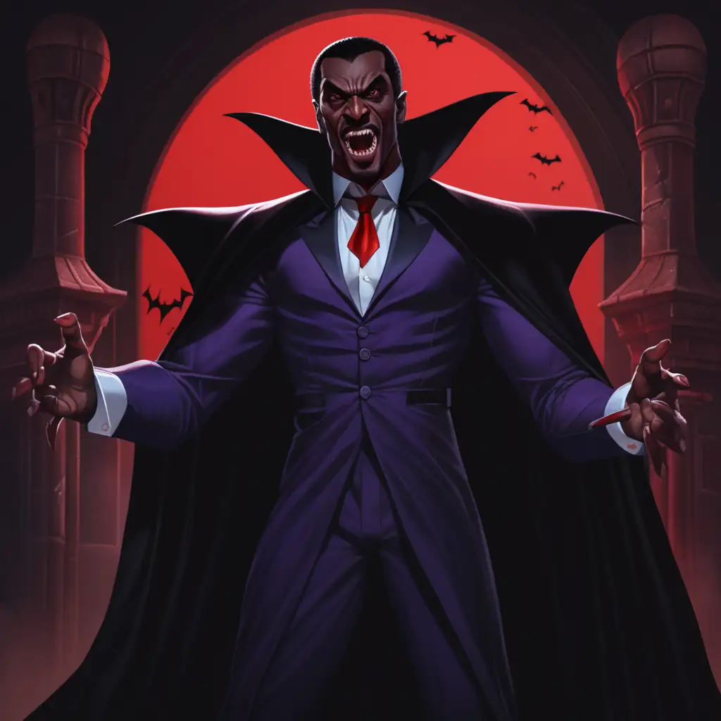 Elegant Black Dracula in Mysterious Night
