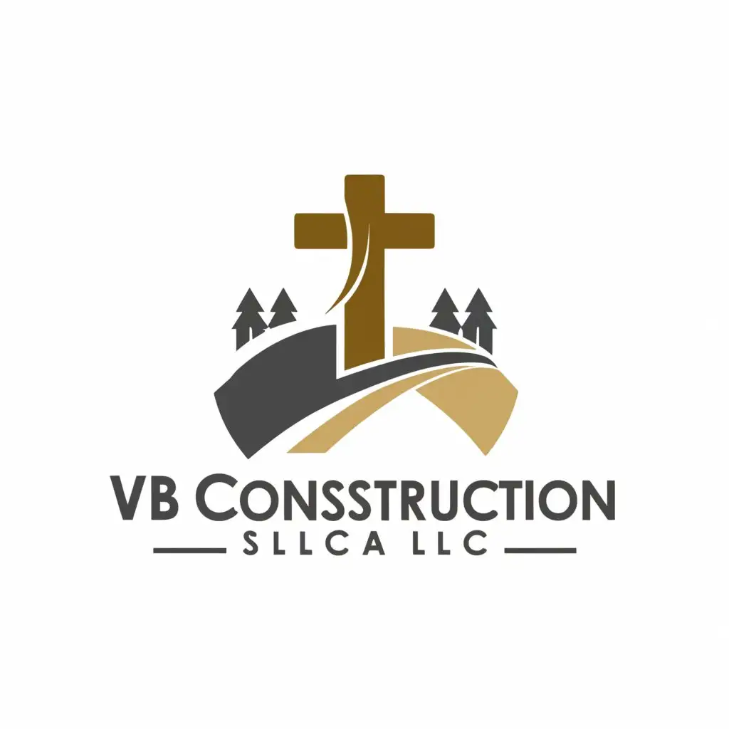 LOGO-Design-for-VB-Construction-LLC-Cross-on-Top-of-Hill-Symbol-with-Modern-Construction-Elements-and-Clear-Background