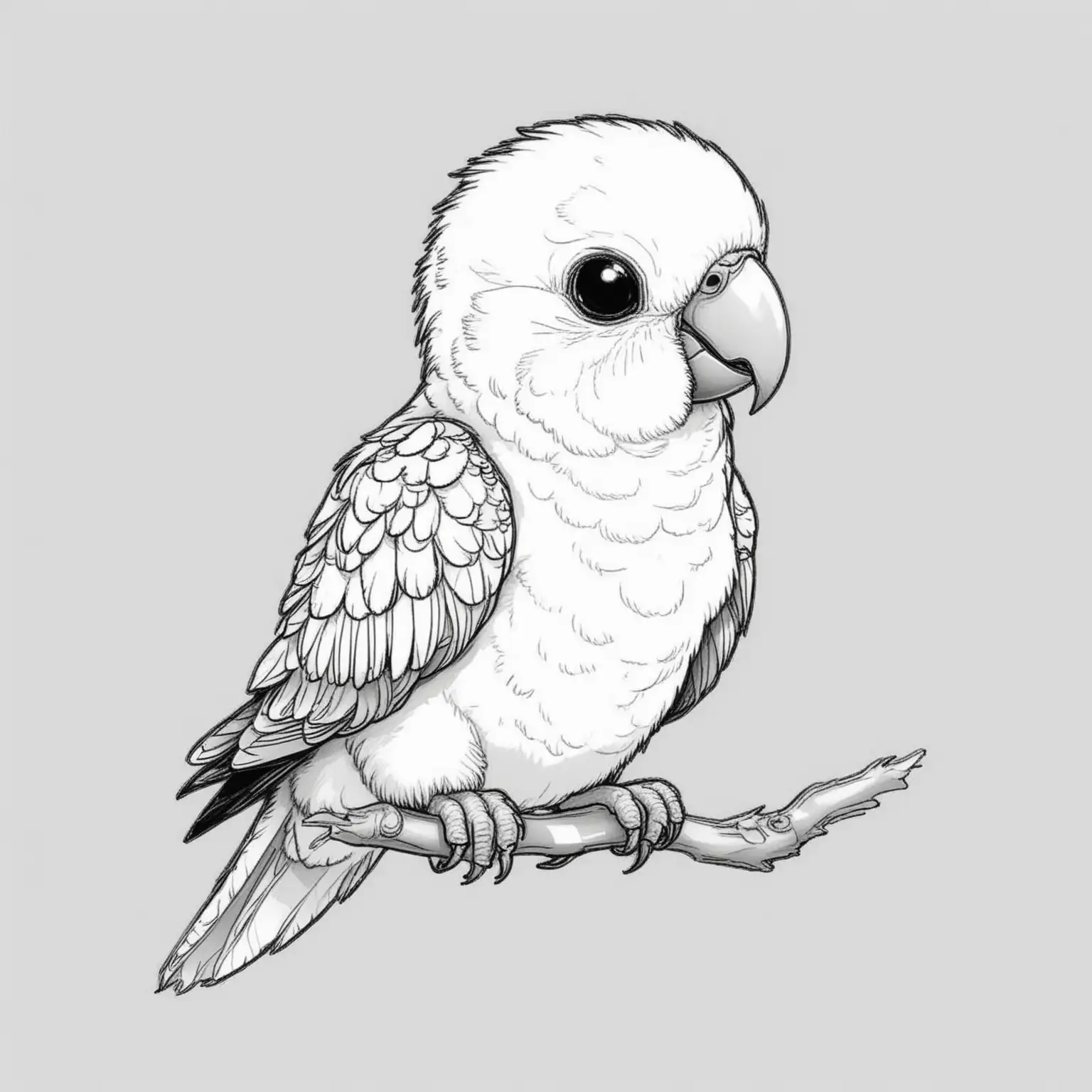 Whimsical Baby Parrot Coloring Page Cute Outlined Illustration for Children