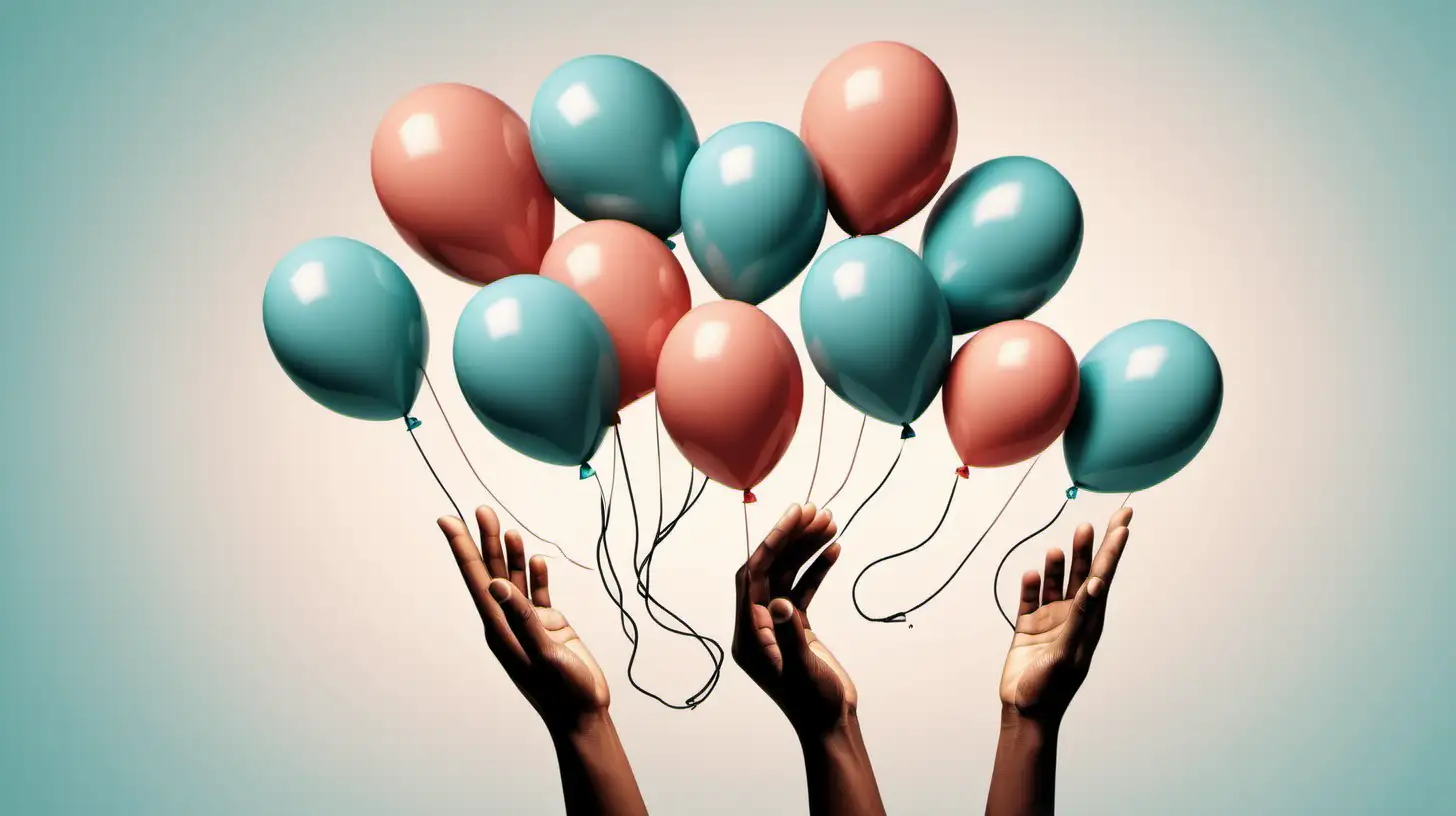 Hands Holding Dream Balloons Inspirational Graphic