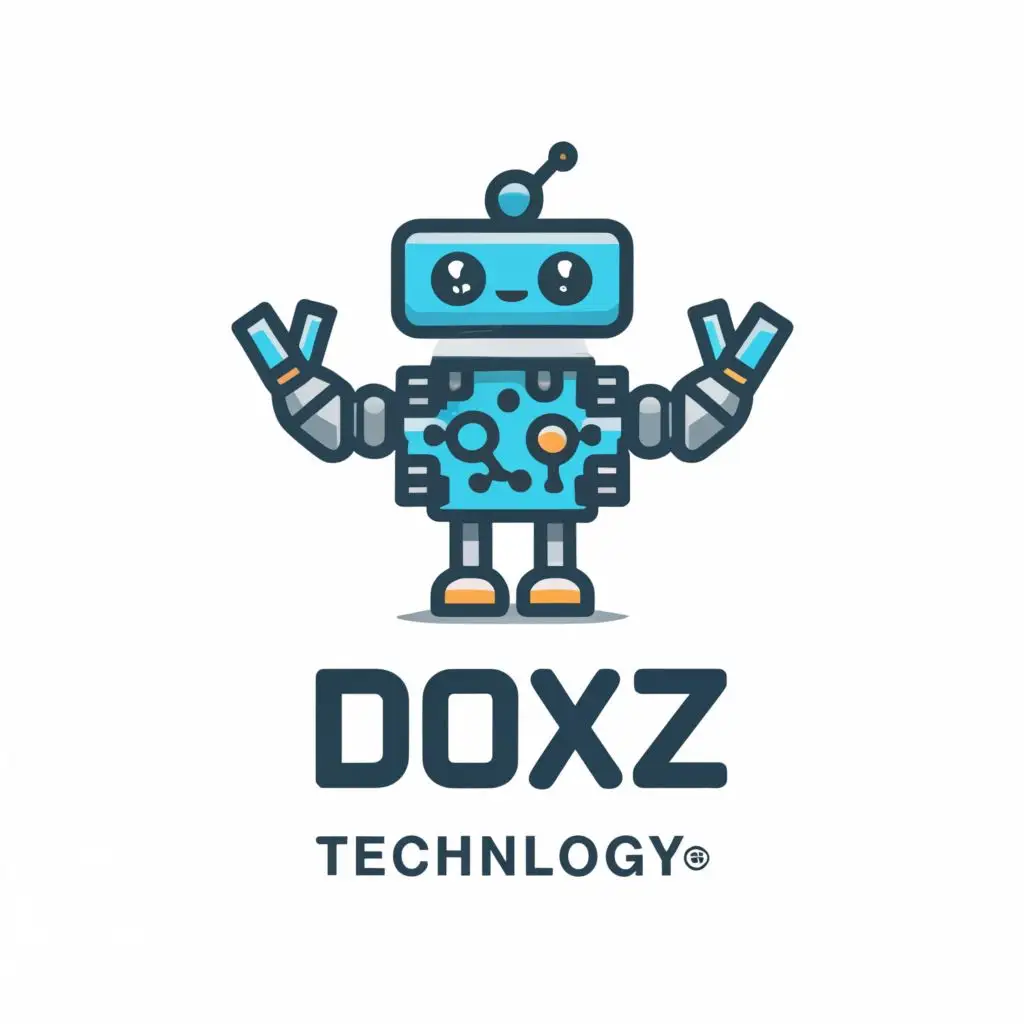 a logo design,with the text "Doxz Technology", main symbol:Create a logo of a cute bot representing technology and it,Moderate,clear background