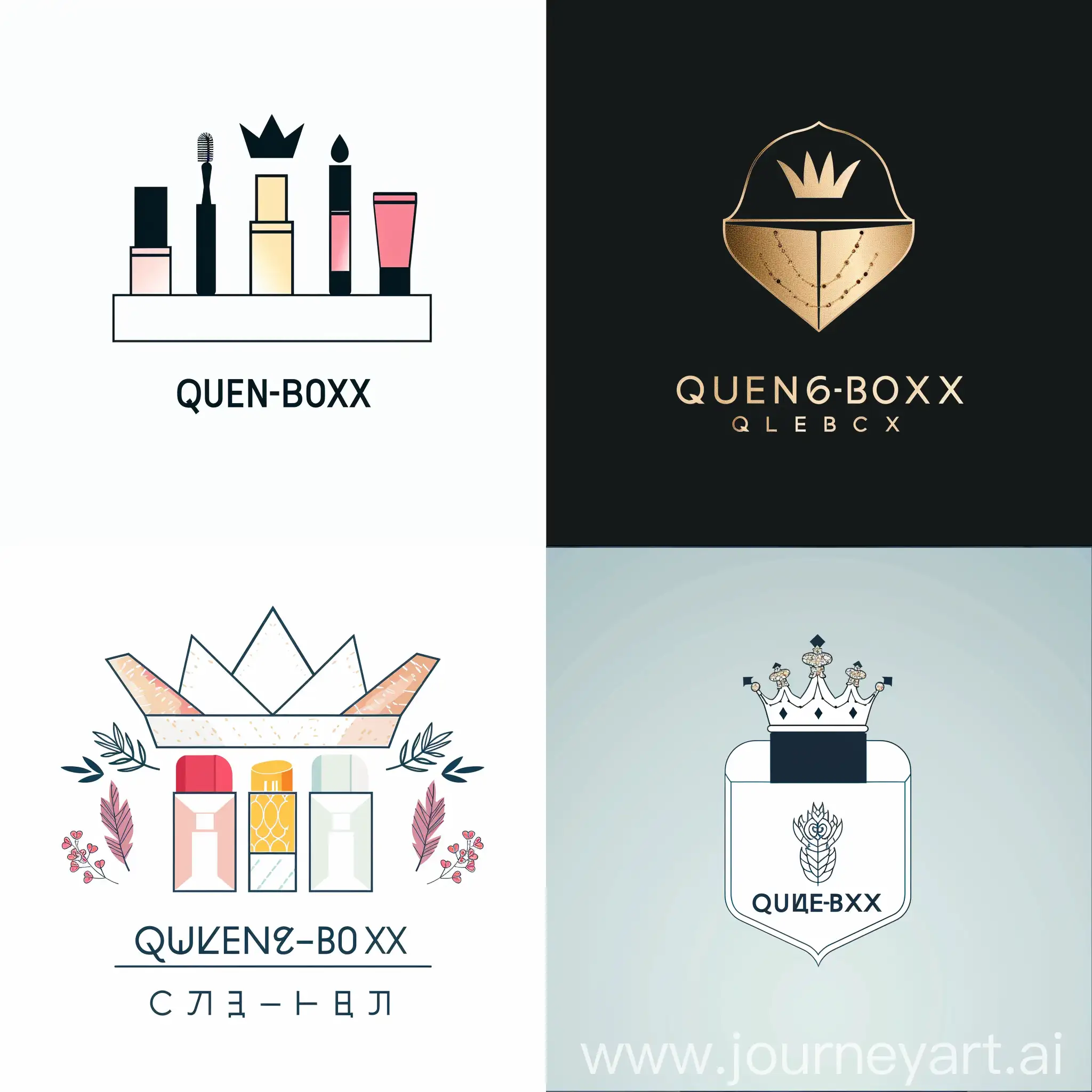 разработай логотип для онлайн магазина по продаже готовых наборов косметики QUEEN-BOX.RU с логотипом короной
