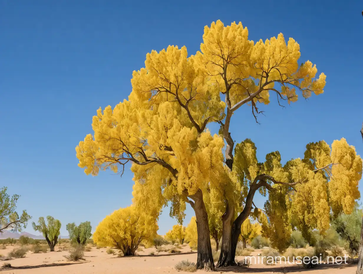 Tall Poplar Tree Standing in Desert Landscape