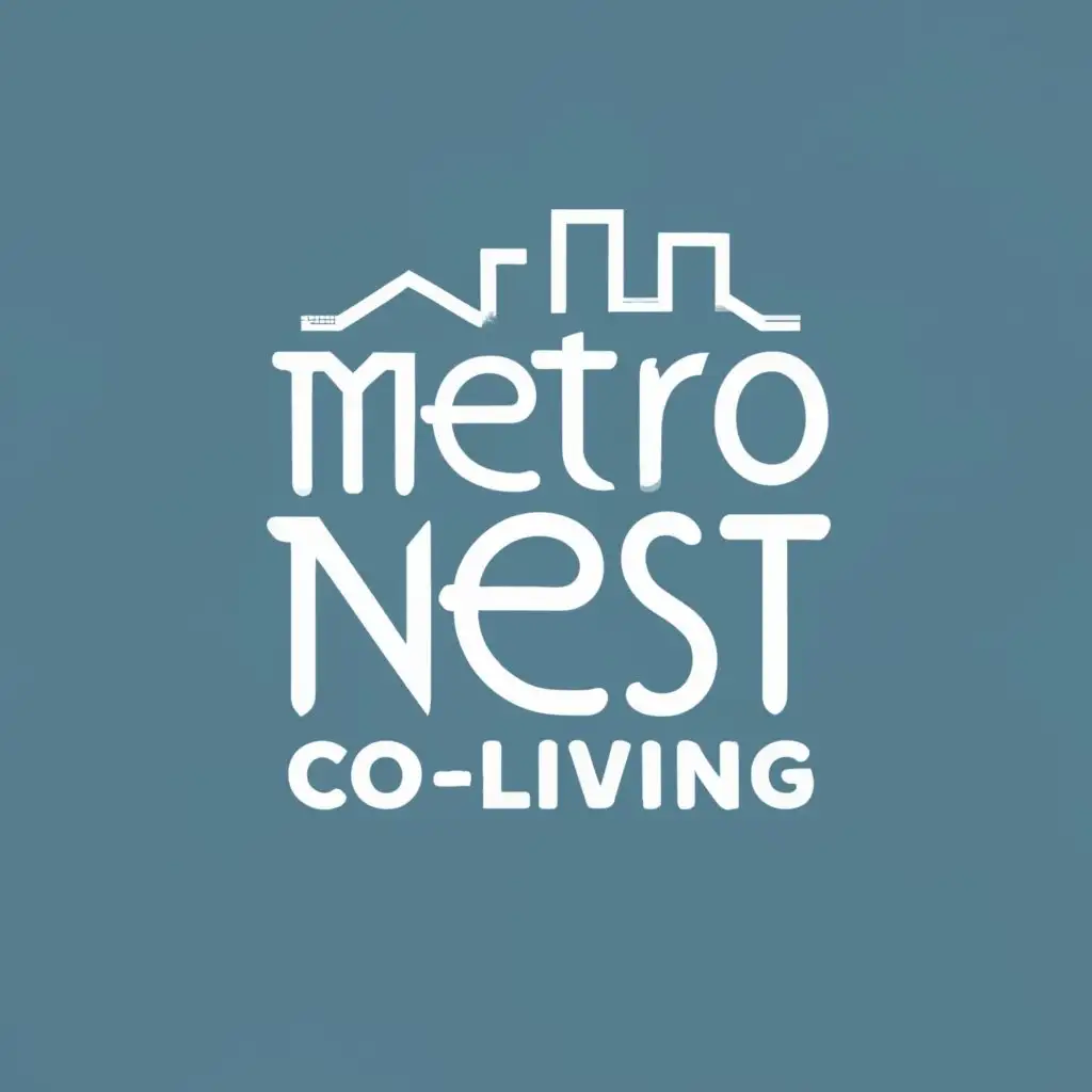 logo, Nest and Cityscape, with the text "Metro Nest Co-living", typography, be used in Real Estate industry