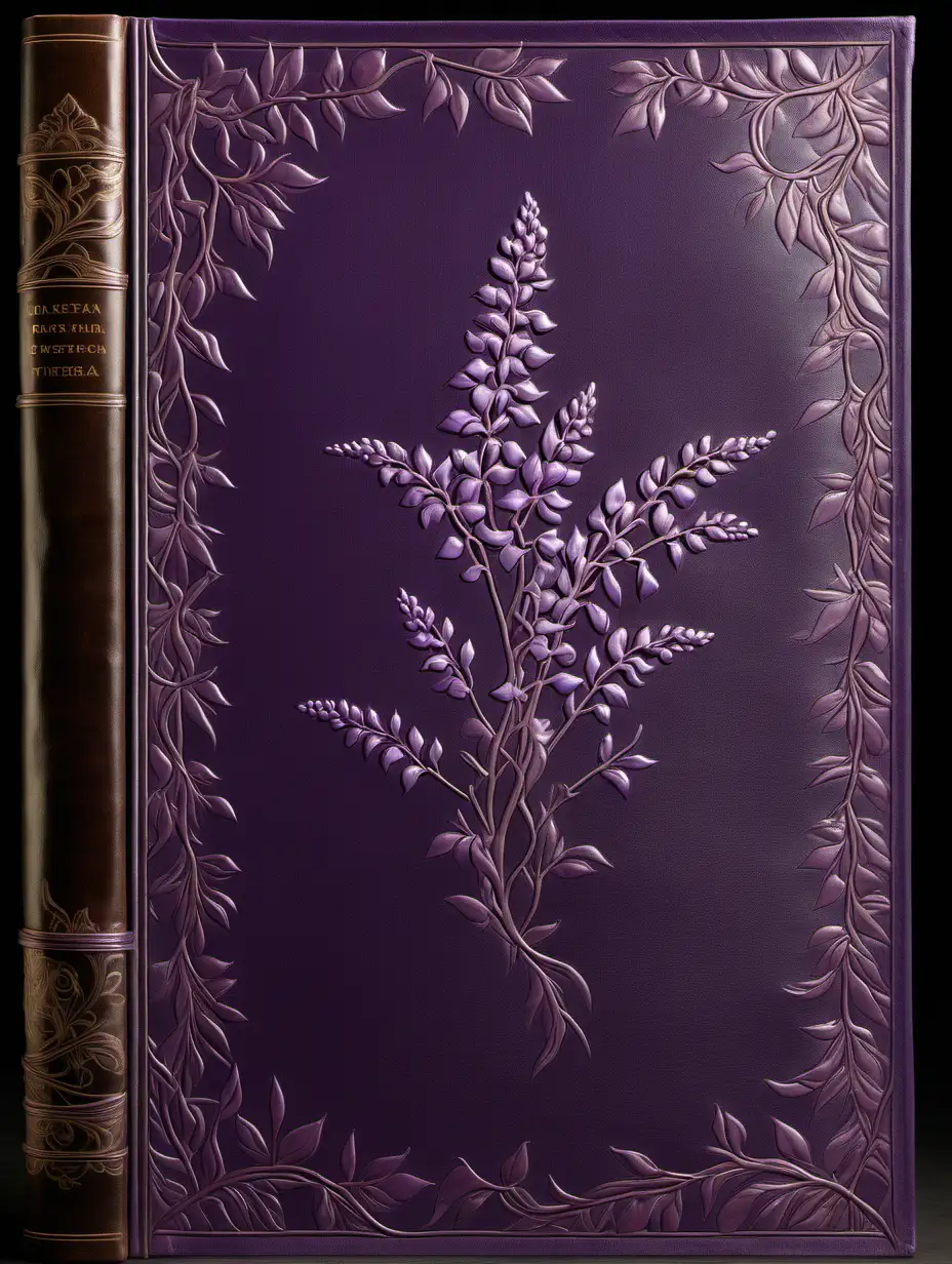 Elegant Leather Book Cover with Subtle Wisteria Border