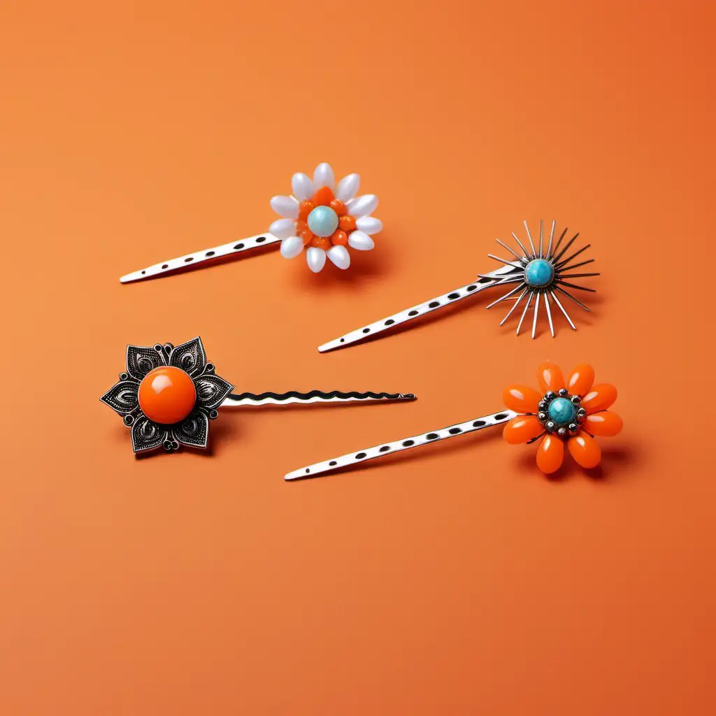 Mystical Orange Background Picture with Hair Pins and Grips