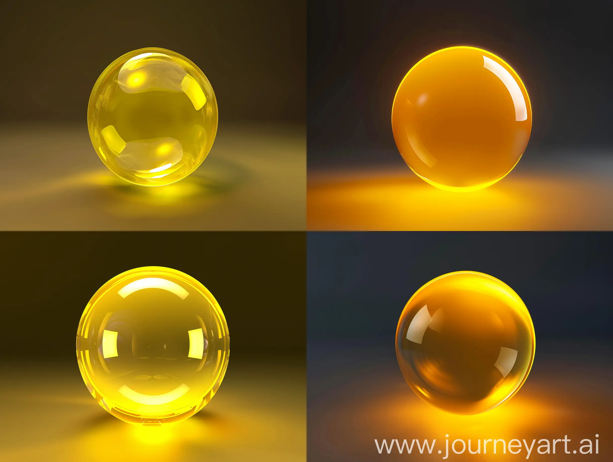 an abstract yellow 3d shaped sphere against a dark solid background, uniform lighting across the shape, glassy and smooth texture