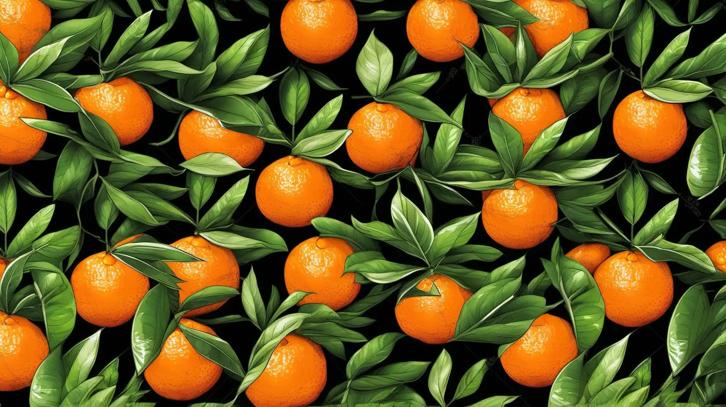 Vibrant Mandarin Orange with Lush Leaves Fresh Citrus Delight