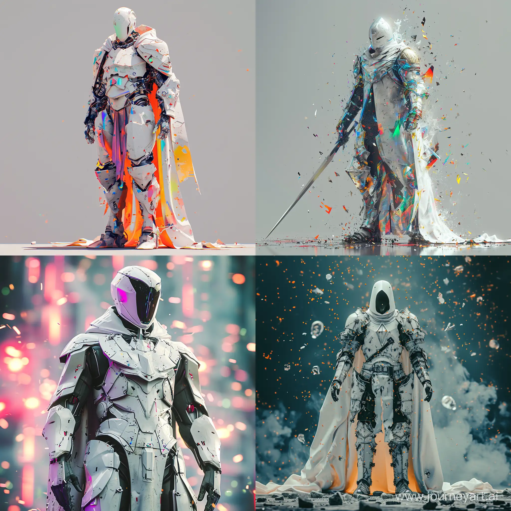 Colorful-Cyberpunk-White-Knight-in-Fantasy-Armor