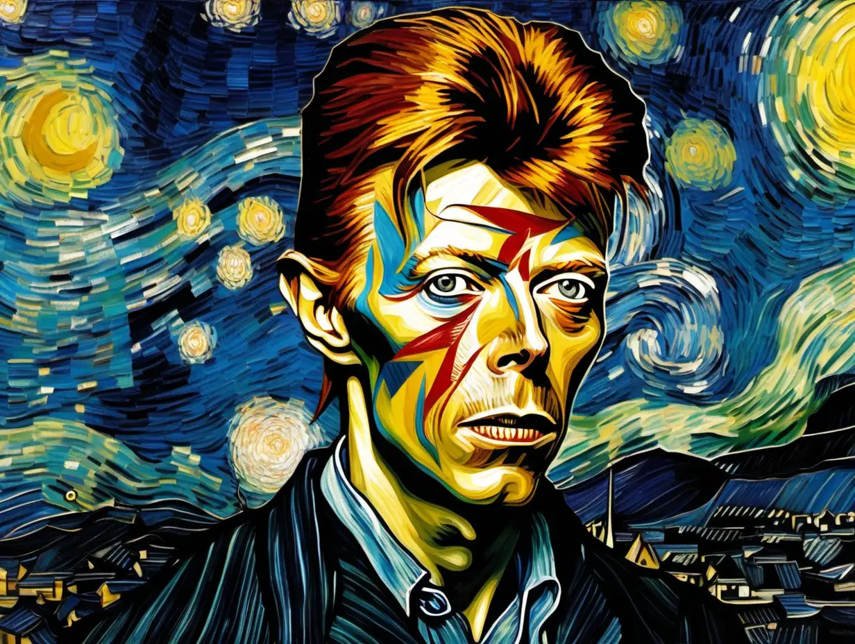 David Bowies Face in Vincent van Goghs SelfPortrait An Artistic Fusion ...