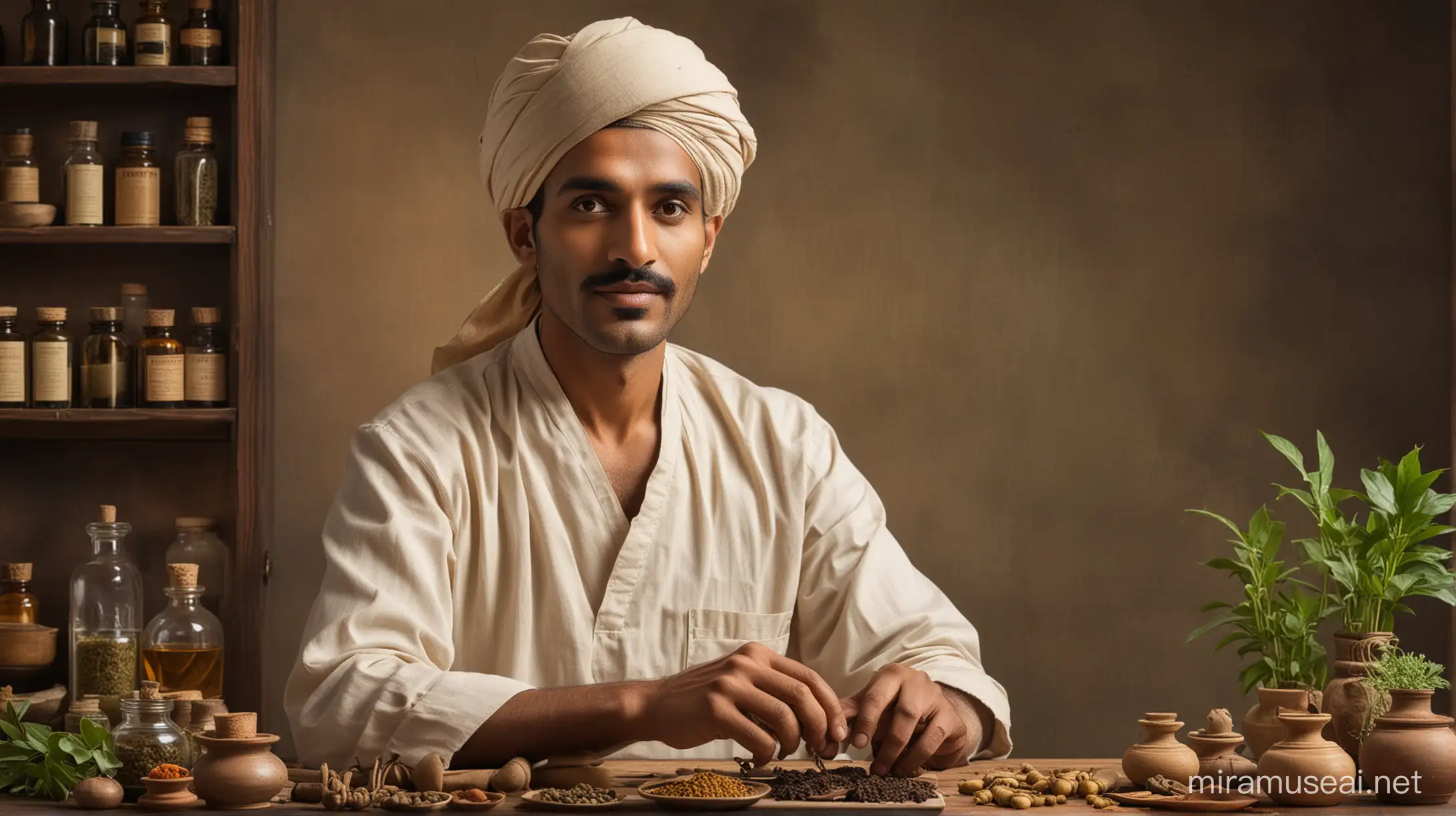 Traditional Ayurvedic Surgeon Performing Ancient Indian Medicine