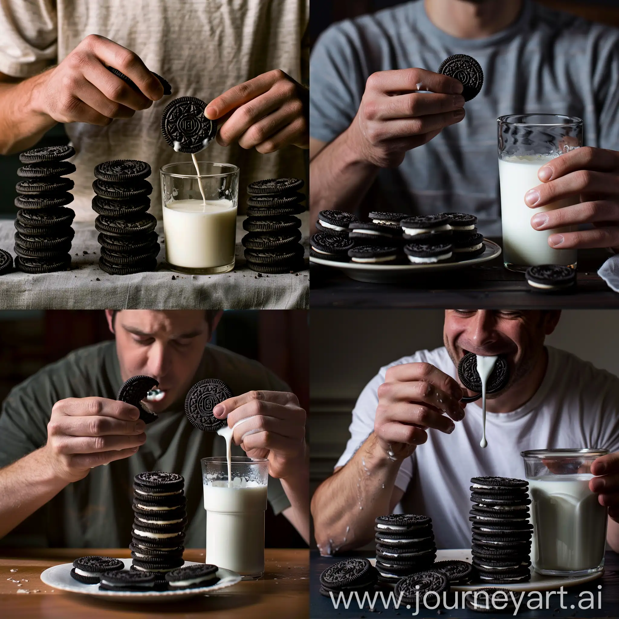 Enjoying-Oreo-Delight-Man-Indulges-in-Milk-and-Cookies