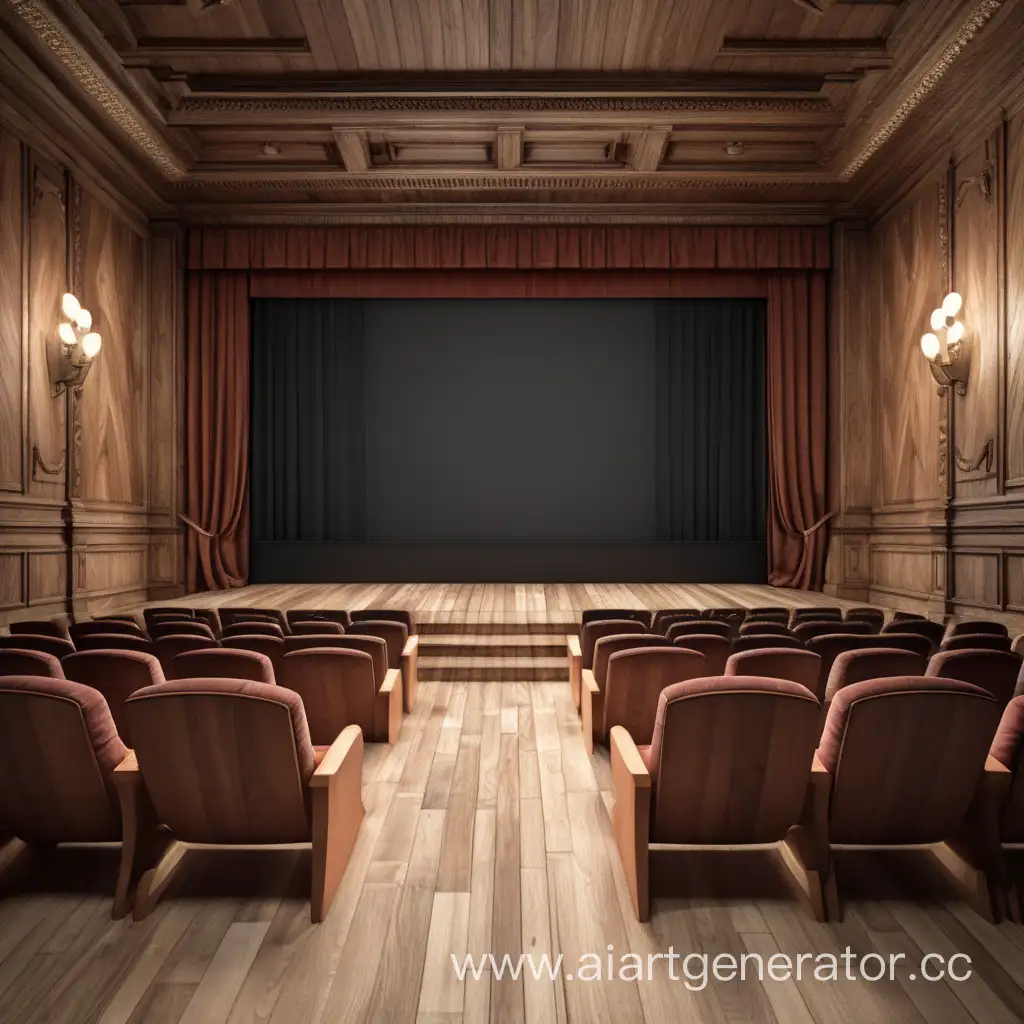 Rendering cinema with wood and classic material