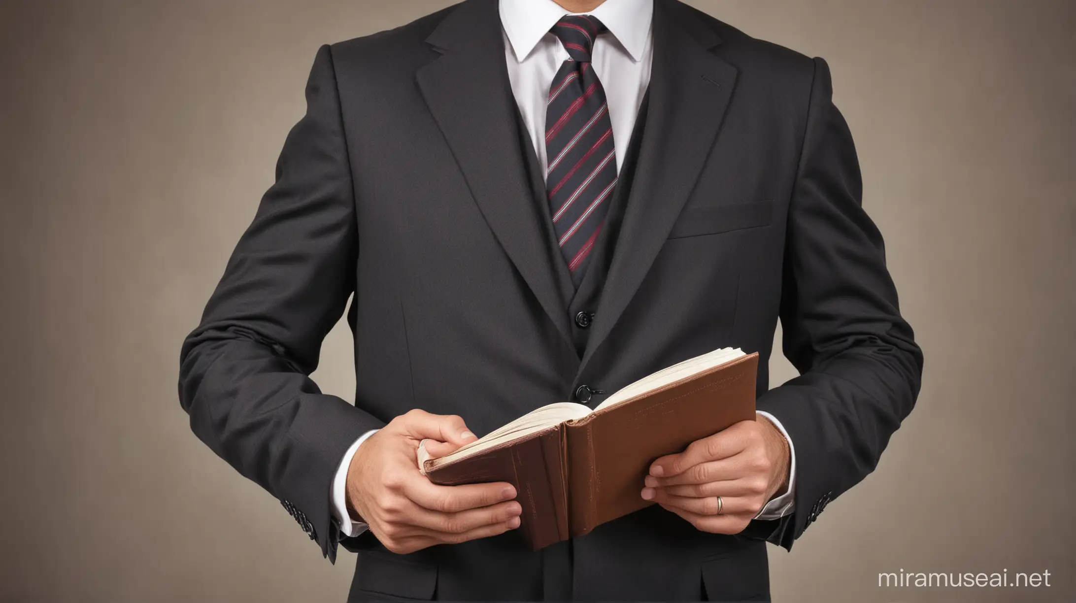 Businessman Reading Book Professional in Suit and Tie Engaged in Reading Activity