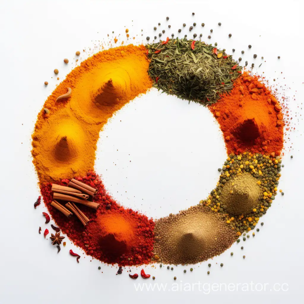 Circular-Array-of-Vibrant-Dried-Ground-Spices-on-White-Background