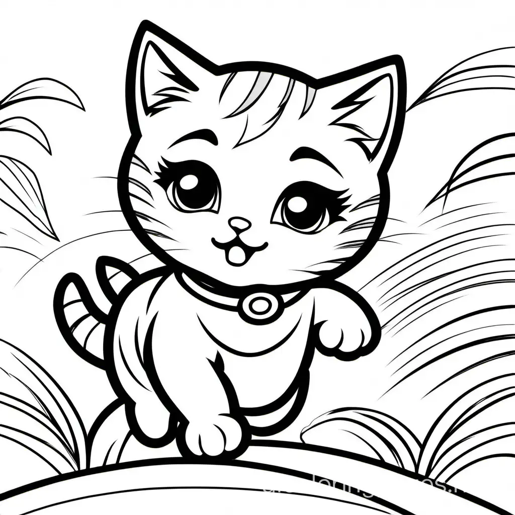 Playful-Kitten-Coloring-Page-for-Kids-Whimsical-Line-Art-on-White-Background