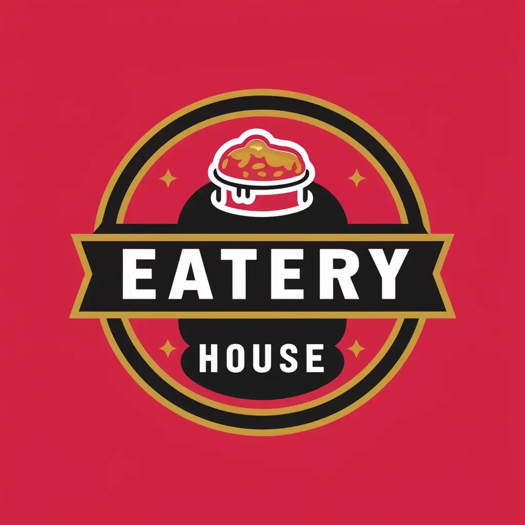 logo, meal emoji, with the text "Eatery house", typography, be used in Restaurant industry