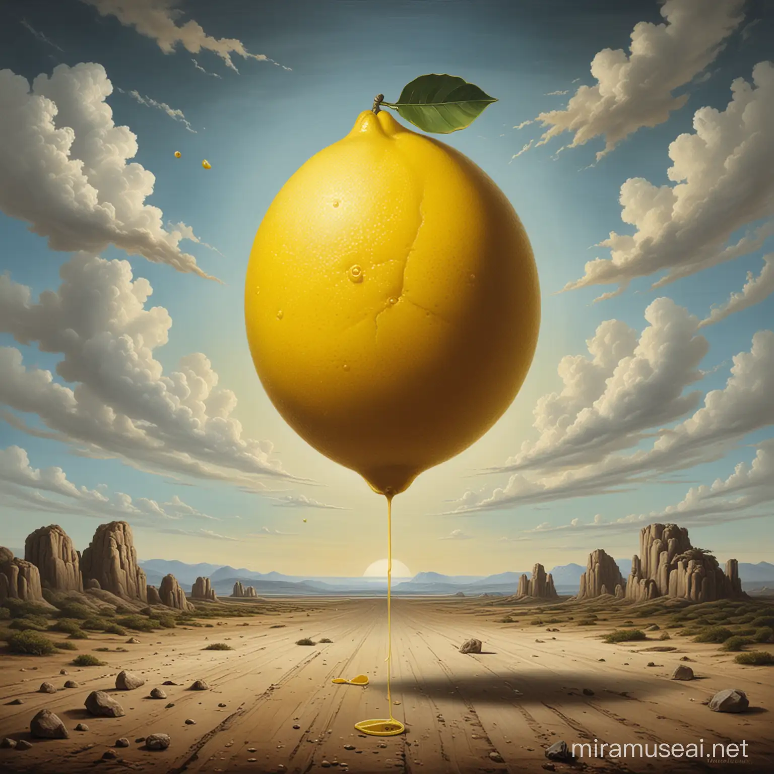 lemon, surrealist painting 