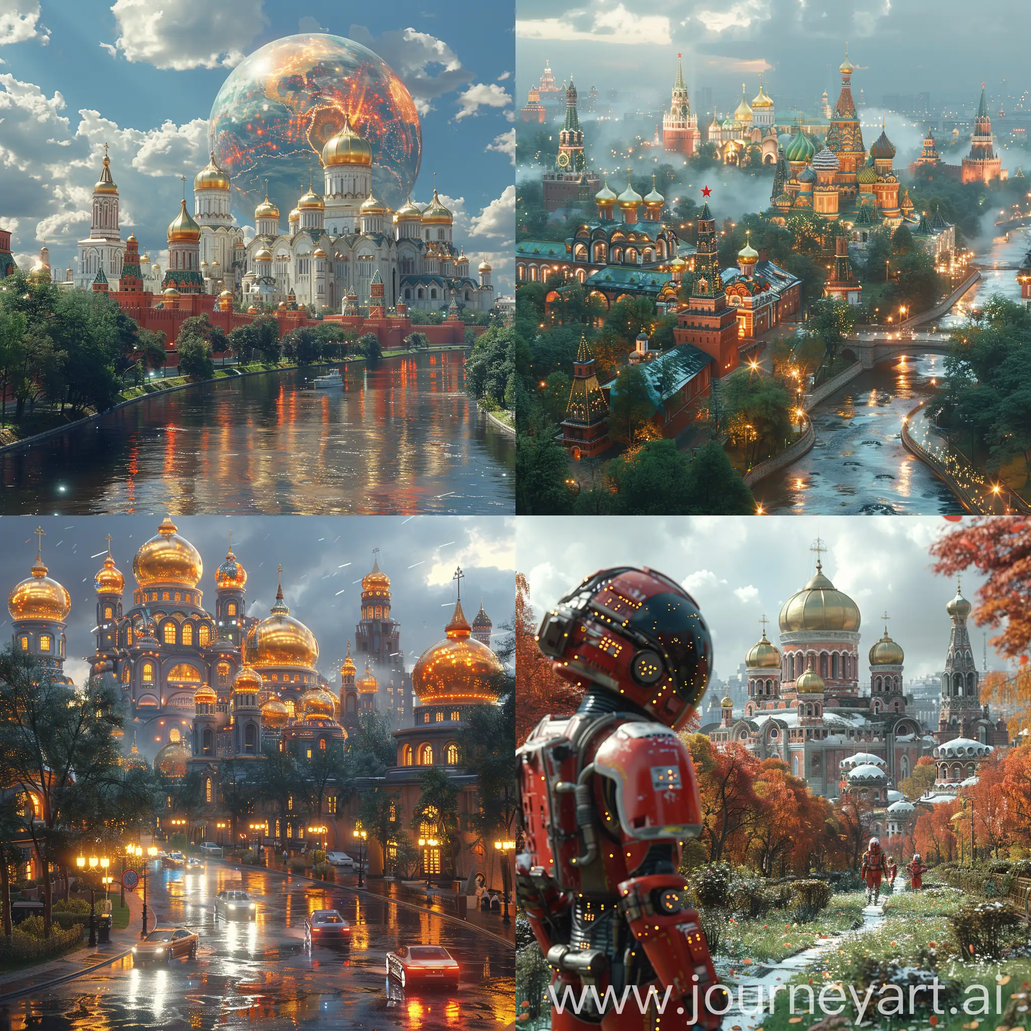 Fantastic futuristic Moscow, artificial intelligence era, octane render --stylize 1000 --style raw