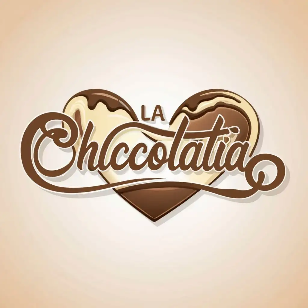 a logo design,with the text "chocolatia", main symbol:a hollow meltin heart of chocolate and beneath it written la chocolatia,Moderate,be used in Home Family industry,clear background