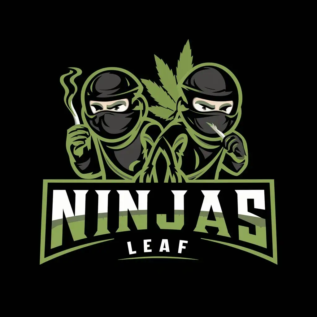 logo, Ninjas Smoking weed, with the text "Ninjas Leaf", typography, be used in Internet industry