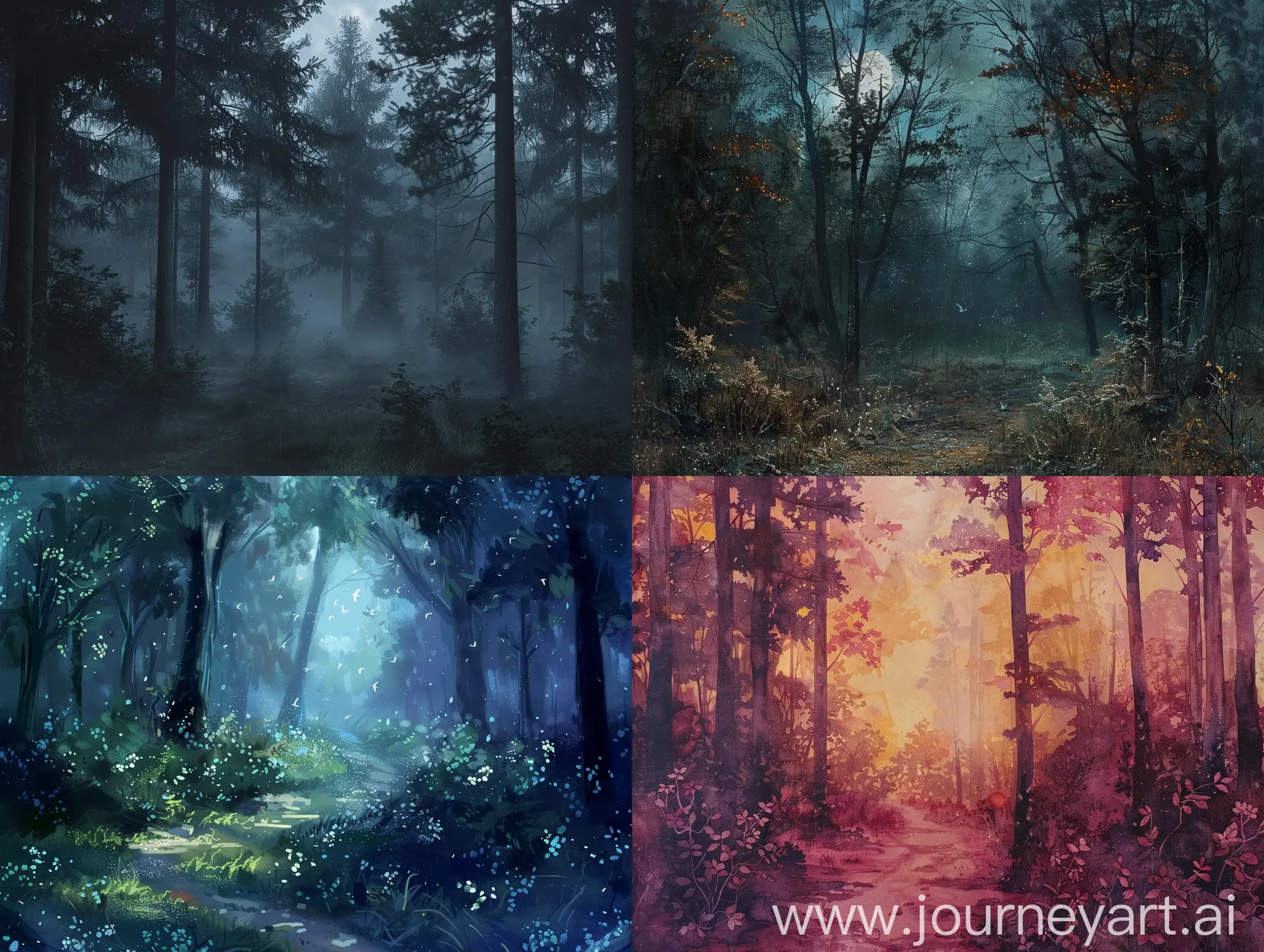 Enchanting-Twilight-Forest-Scene-with-Vibrant-Colors