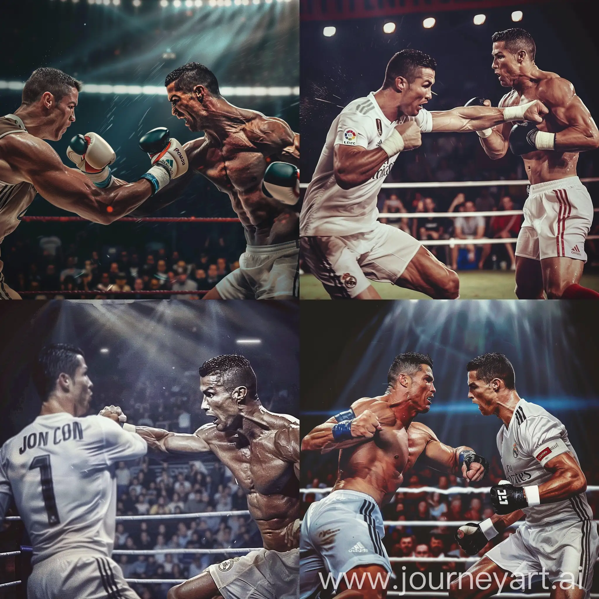 John cena punching cristiano Ronaldo in a 1v1 match in a ring