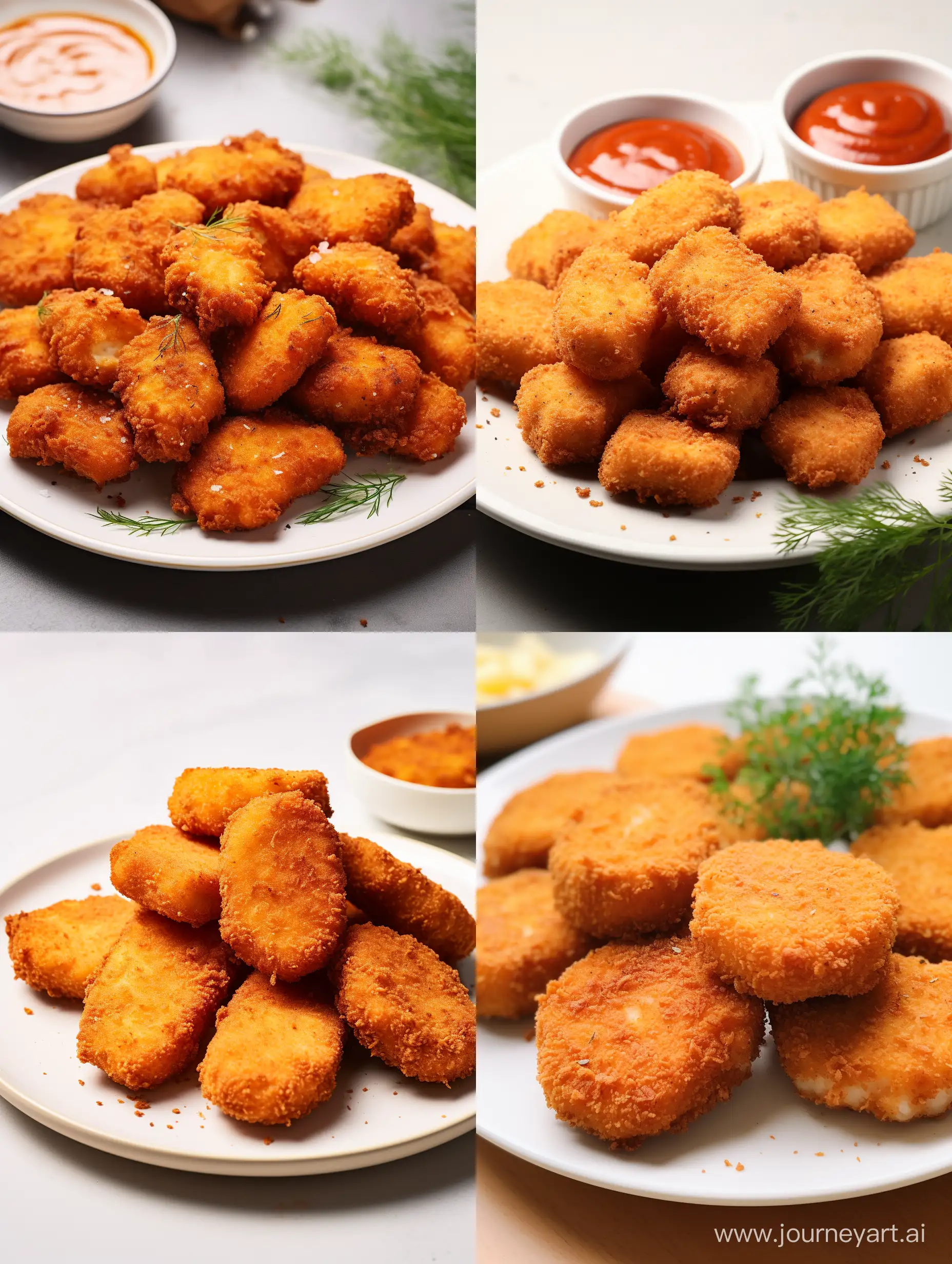 Crispy-Breaded-Chicken-Nuggets-on-White-Plate-Professional-Food-Photo