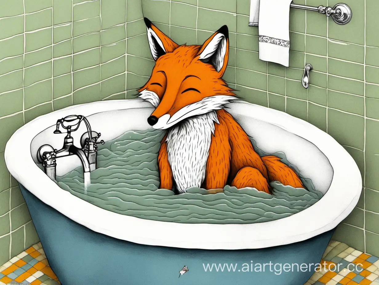 Fox-Enjoying-a-Relaxing-Bath-in-Natures-Serenity