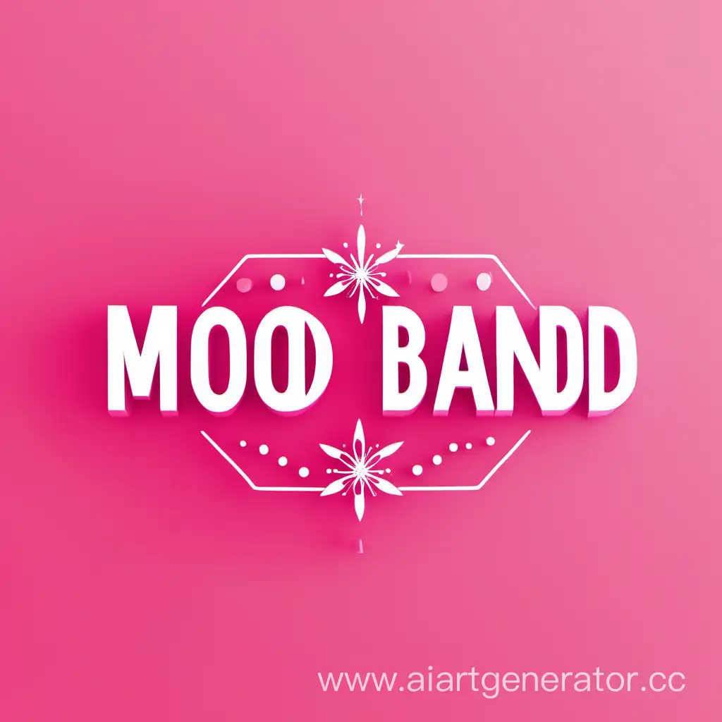 Логотип “MOOD BAND” в стиле минимализм белого и розового цвета с цветами для оформления праздников и свадеб