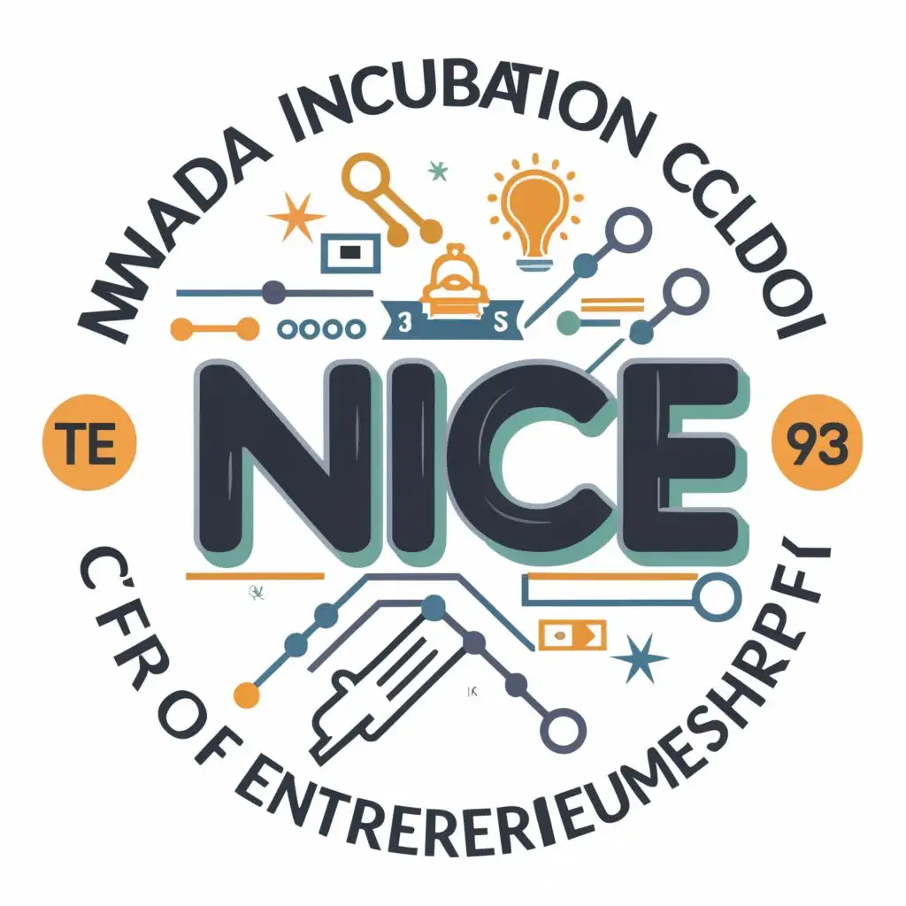 logo, NAWADA INCUBATION CLUB OF ENTREPRENEURSHIP, with the text "NICE NAWADA INCUBATION CLUB OF ENTREPRENEURSHIP", typography, be used in Technology industry