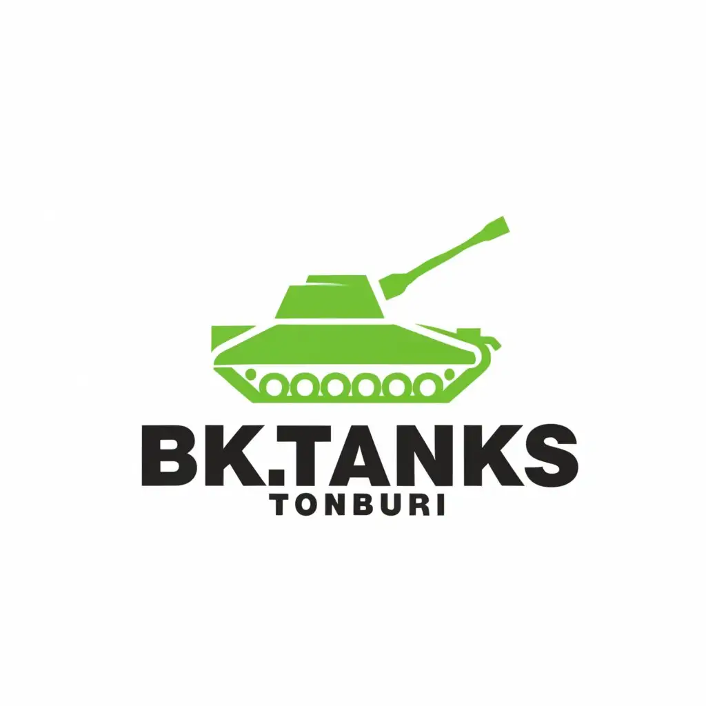 a logo design,with the text "BK.Tank's Tonburi", main symbol:Name : BK.Tank's Tonburi
Main Logo concept : M60A3 Tank
Main Logo color : Green
Logo background : White,complex,be used in Retail industry,clear background