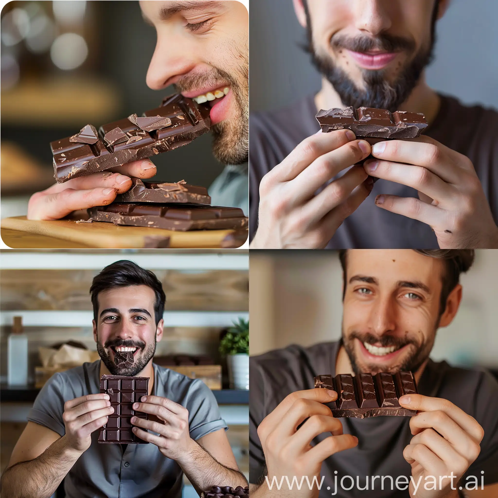 a man eating chocolate